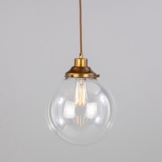 Virginia Clear Glass Globe Pendant Light 9.8", Antique Brass