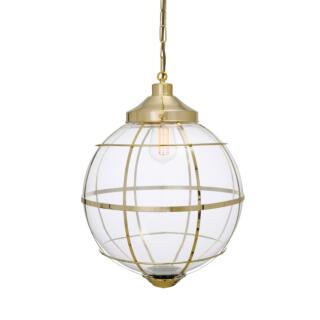Henlow Clear Glass Globe Pendant Light with Brass Cage