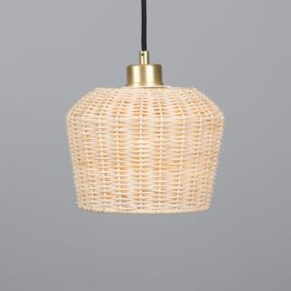 Manila Small Rattan Pendant Light 20cm, Satin Brass