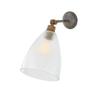 Hale Prismatic Glass Cone Vintage Wall Sconce, Antique Brass