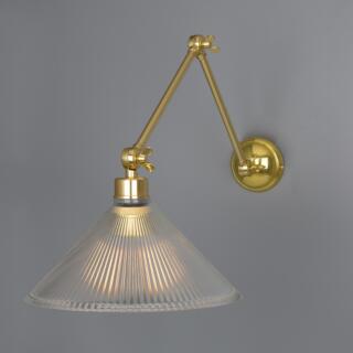 Rebell Adjustable Arm Wall Light with Prismatic Glass Shade, Polished Brass