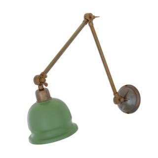 Nico Adjustable Arm Picture Light with Brass Shade, Antique Brass Sage Green Shade