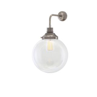 Bamako Clear / Opal Glass Globe Wall Sconce 25cm, Antique Silver
