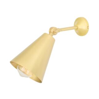 Moya Vintage Adjustable Brass Cone Wall Light, Satin Brass