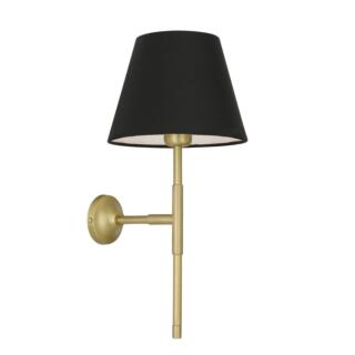 Tenby Modern Brass Wall Light with Fabric Shade, Satin Brass with Black Shade