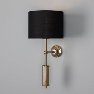 Gorey Contemporary Wall Sconce with Fabric Shade, Antique Brass