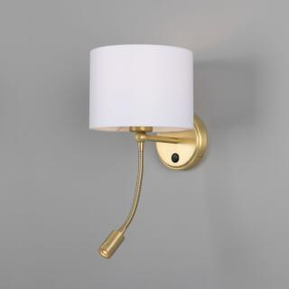 Longford Brass Wall Light with Reading Spotlight, Satin Brass