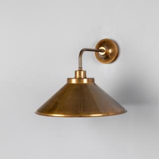Rio Vintage Wall Sconce with Brass Cone Shade 38cm, Antique Brass