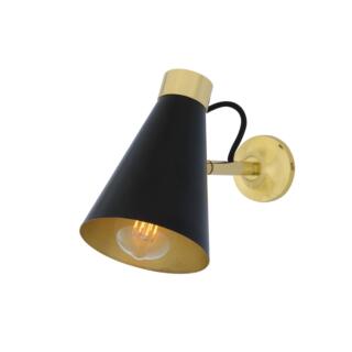 Preston Brass Wall Light with Adjustable Cone Shade, Powder Coated Matte Black