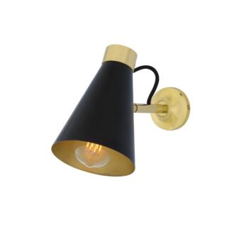Preston Brass Wall Sconce with Adjustable Cone Shade, Powder Coated Matte Black