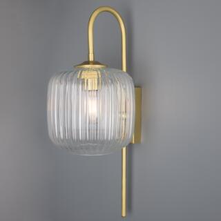 Astoria Reeded Glass and Brass Wall Light, Satin Brass