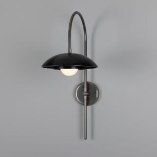 Marrakesh Art Deco Arc Wall Light 23.6", Antique Silver and Powder-Coated Matte Black