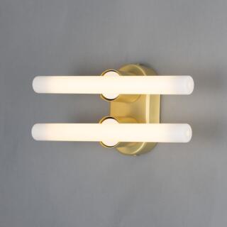 Valencia Double Bathroom Mirror Light IP20, Satin Brass with 300mm Bulbs