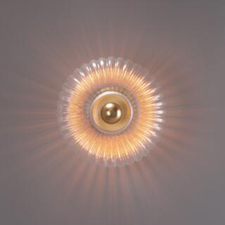 Neith Oval Reeded Glass and Brass Wall Sconce 11.8", Satin Brass