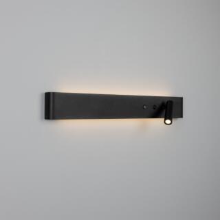 Applique murale rétroéclairée Richmond en aluminium noir avec spot orientable