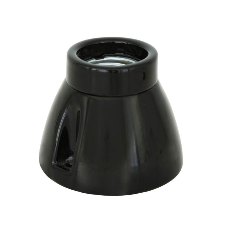 E27 Batten Porcelain Lamp Holder, Black / White