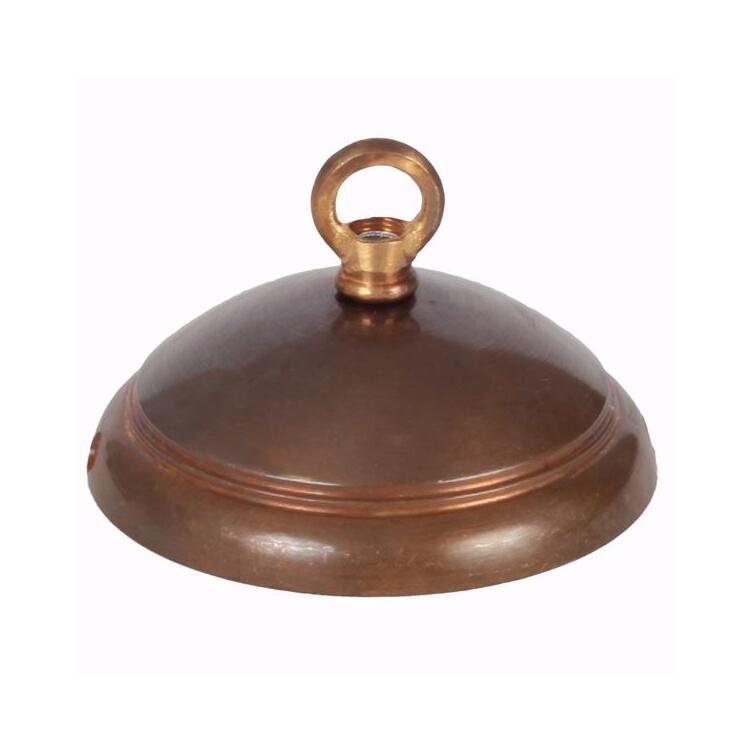 Brass Ceiling Rose Light Fitting, Dome with Closed Hook 3.9"