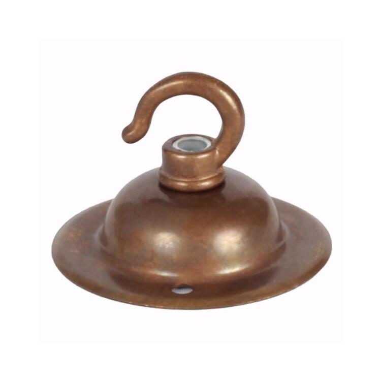 Brass Ceiling Rose with Open Hook 2.5"