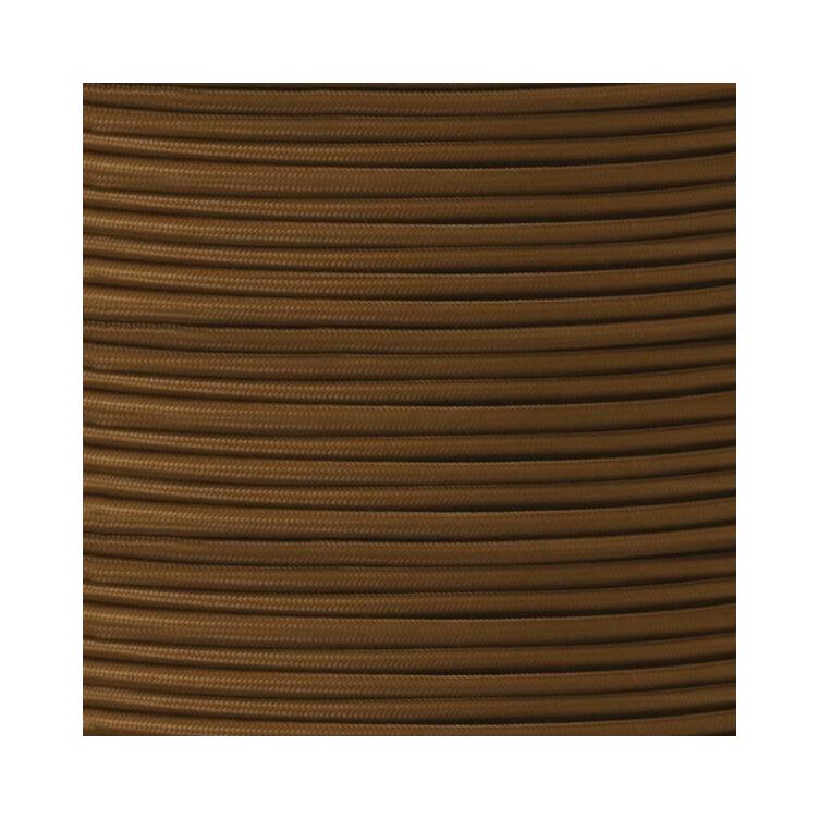Brown Fabric Braided Cable, 2 Core Round