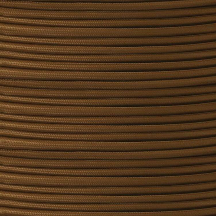 Brown Fabric Braided Cable, 3 Core Round