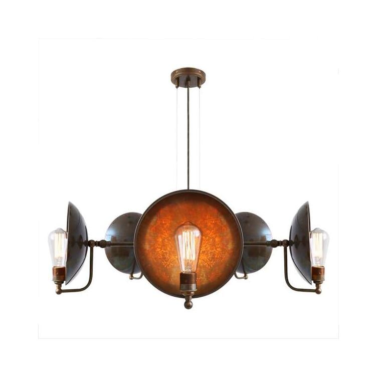 Chulainn B Industrial Dish Chandelier, Five-Arm, Antique Brass Chulainn B Industrial Dish Chandelier, Five-Arm, Antique Brass