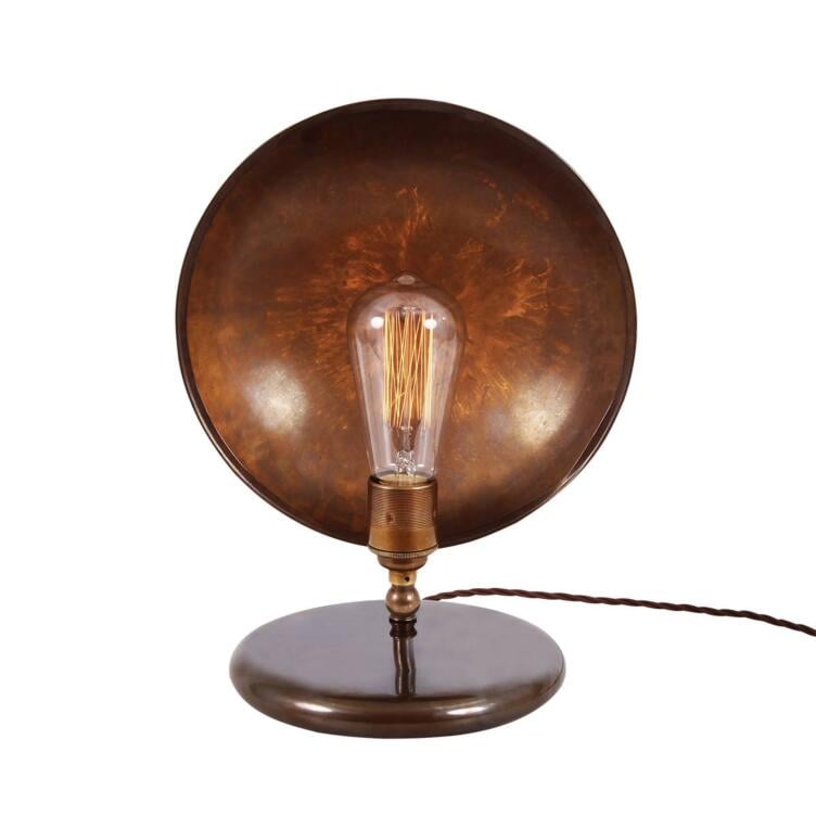 Chulainn Industrial Brass Dish Table Lamp, Antique Brass Chulainn Industrial Brass Dish Table Lamp, Antique Brass