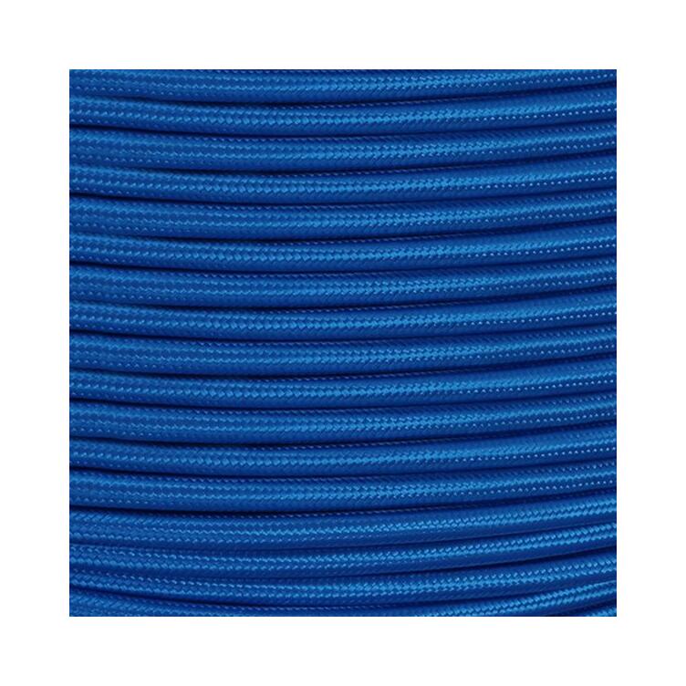 Electric Blue Fabric Braided Cable, 2 Core Round