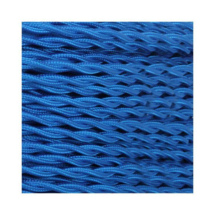 Electric Blue Fabric Braided Cable, 3 Core Twisted