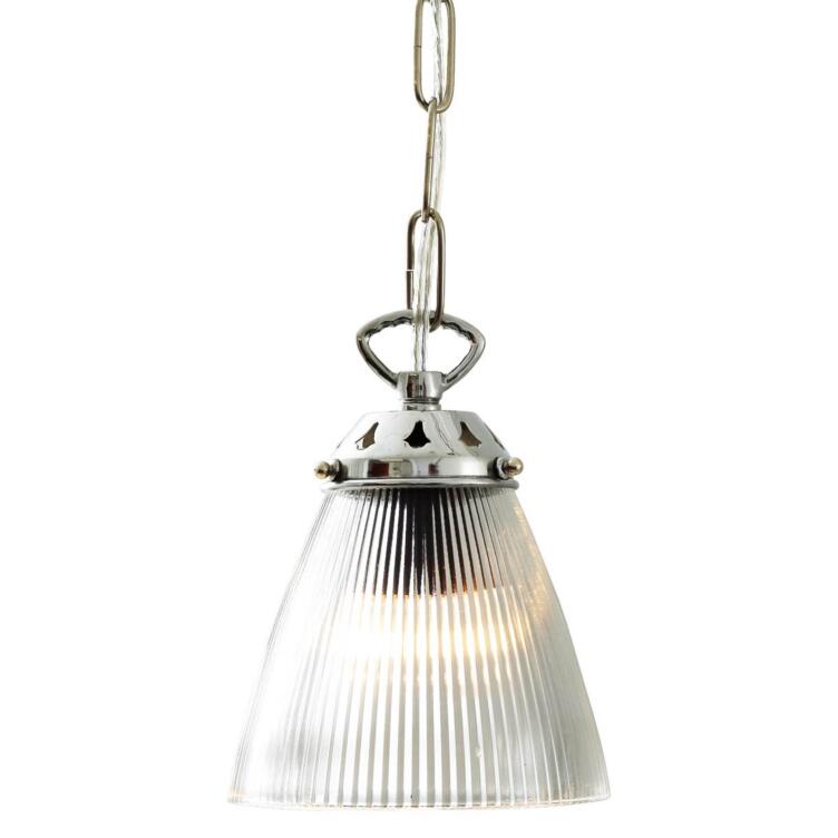 Gadar Industrial Holophane Glass Pendant Light 12cm, Polished Chrome Gadar Industrial Holophane Glass Pendant Light 12cm, Polished Chrome
