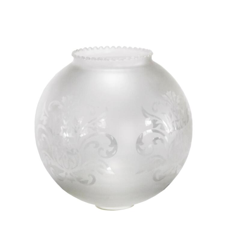 Frilled Victorian Globe Glass Lamp Shade 7.75", Neck Size 2"
