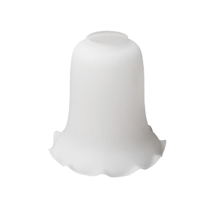White Crimped Edge Bell Glass Lamp Shade 6", Neck Size 1.5"