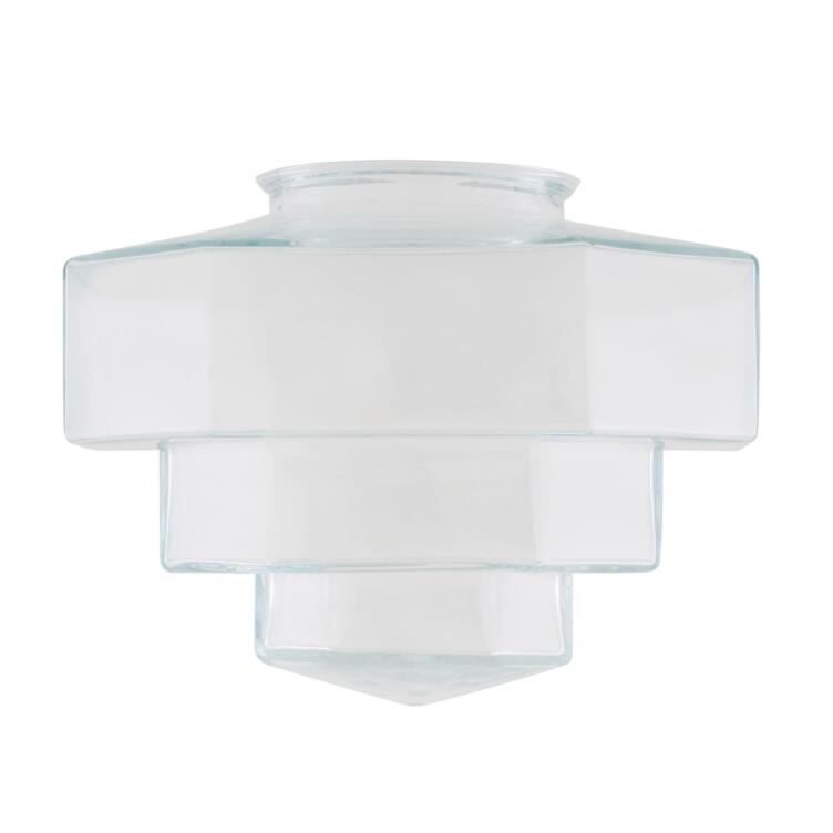 Art Deco Stepped Glass Lamp Shade 8.75", Neck Size 3.75"