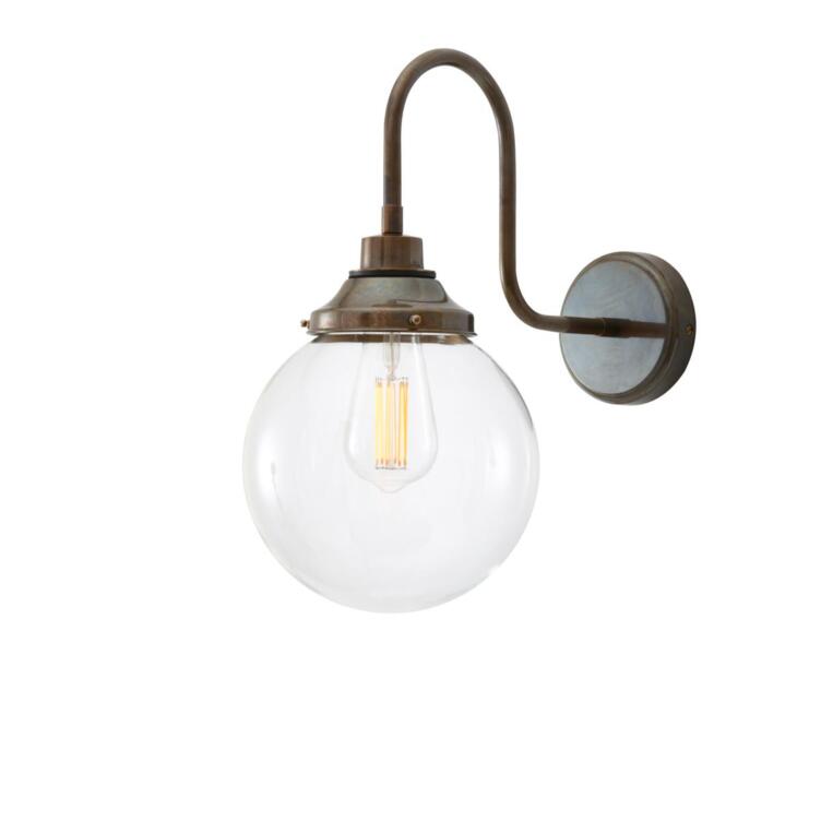 Laguna Clear Globe Swan Neck Wall Sconce 7.75" IP44