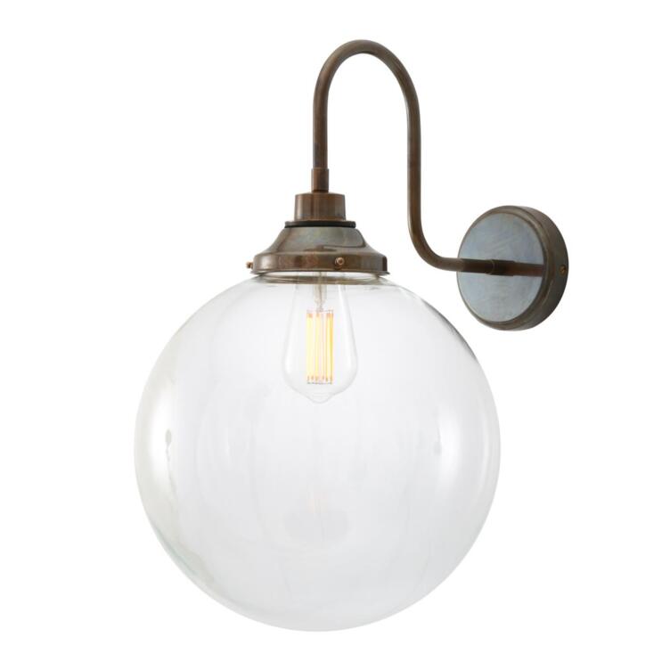 Laguna Clear Globe Swan Neck Wall Sconce 11.75" IP44