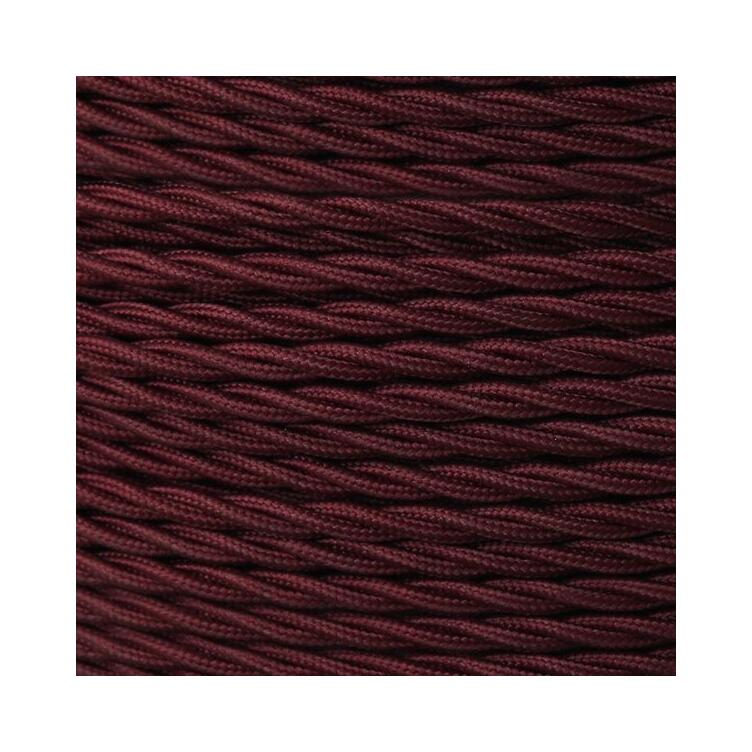 Maroon Fabric Braided Cable, 2 Core Twisted
