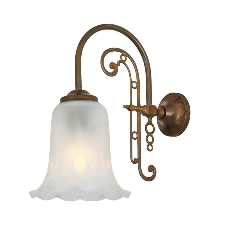Medan Brass Wall Sconce with Opal Etched Glass Shade, Antique Brass Medan Brass Wall Sconce with Opal Etched Glass Shade, Antique Brass