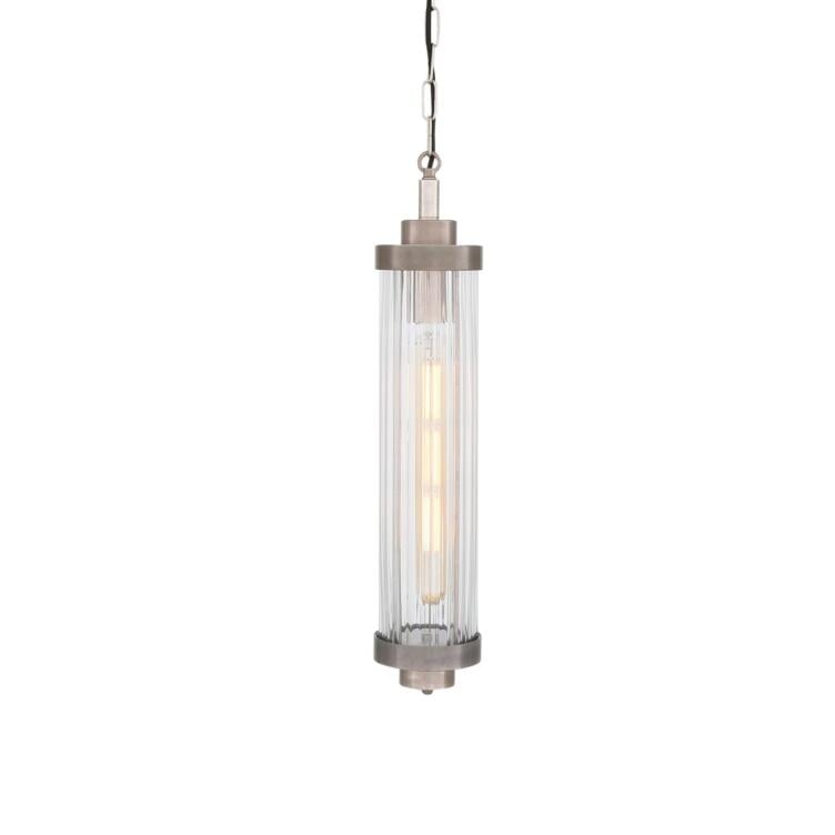 Louise Vintage Rippled Glass and Brass Bathroom Pendant IP44 Louise Vintage Rippled Glass and Brass Bathroom Pendant IP44