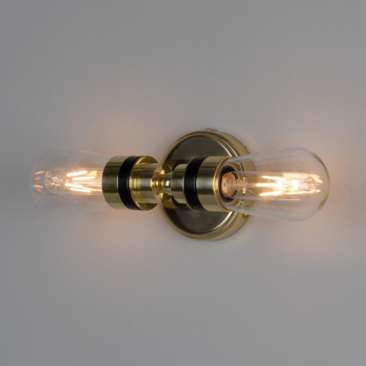 Ara Vintage Double Brass Bathroom Wall Sconce 15.75" IP65 Ara Vintage Double Brass Bathroom Wall Sconce 15.75" IP65