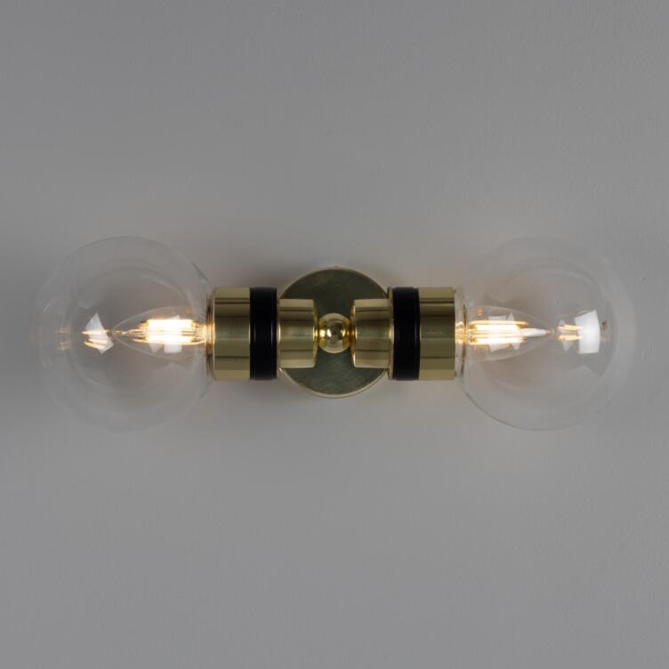 Poole Double Glass Globe Bathroom Wall Sconce 15.25" IP65