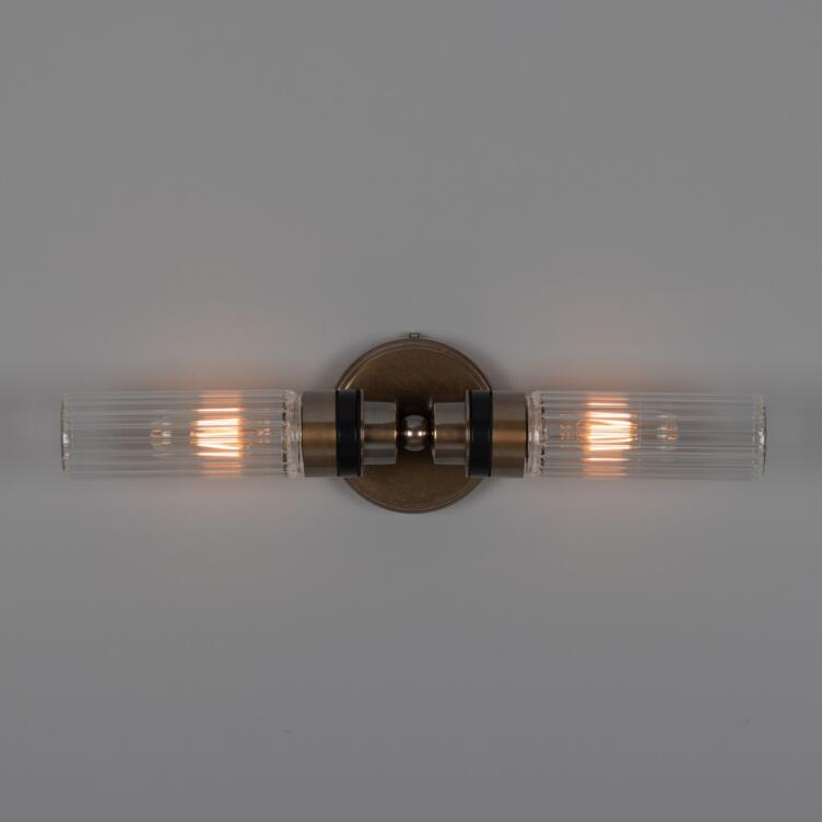 Severn Double Tube Glass Bathroom Wall Sconce 18.5" IP65