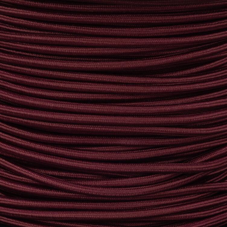 Maroon Fabric Braided Cable, 3 Core Round