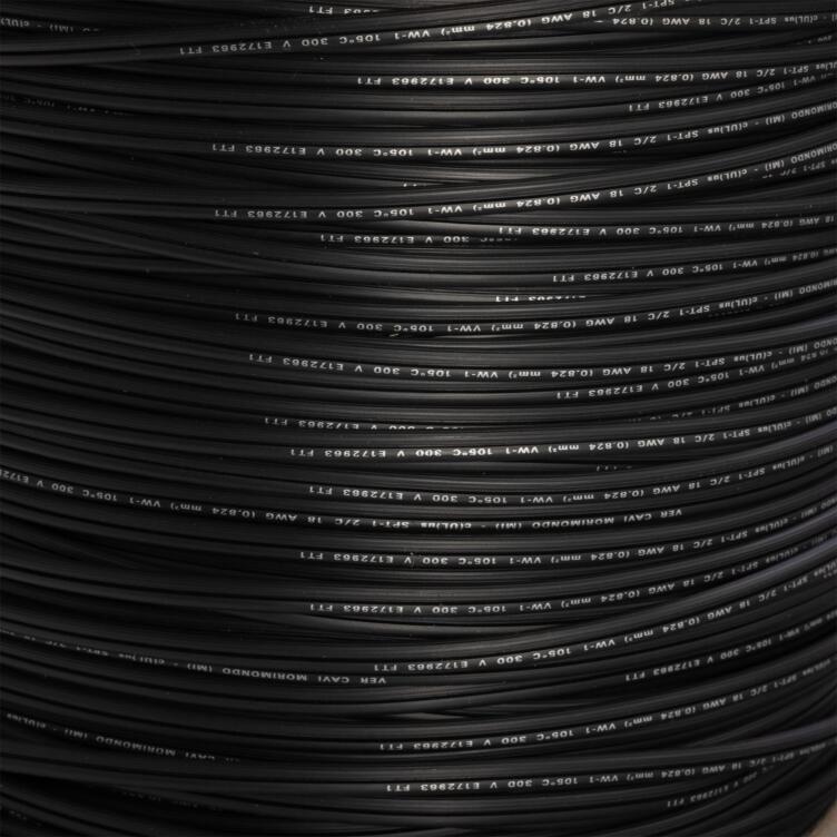 Black PVC Electrical Cable, 2 Core Flat SPT-1, UL