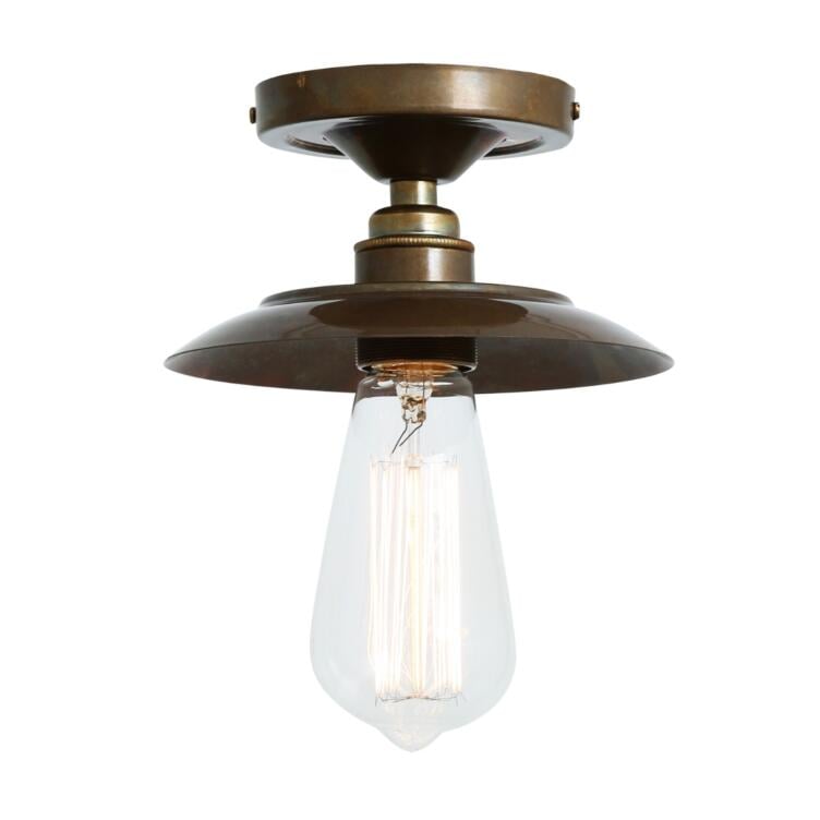 Reznor Brass Industrial Flush Ceiling Light 16cm IP20