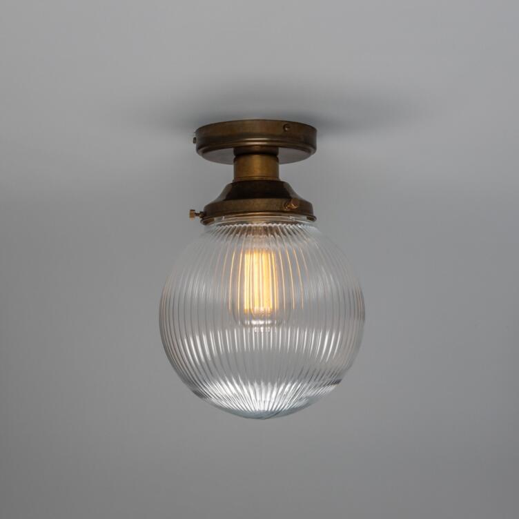 Stanley Prismatic Glass Globe Ceiling Light 20cm, Antique Brass Stanley Prismatic Glass Globe Ceiling Light 20cm, Antique Brass