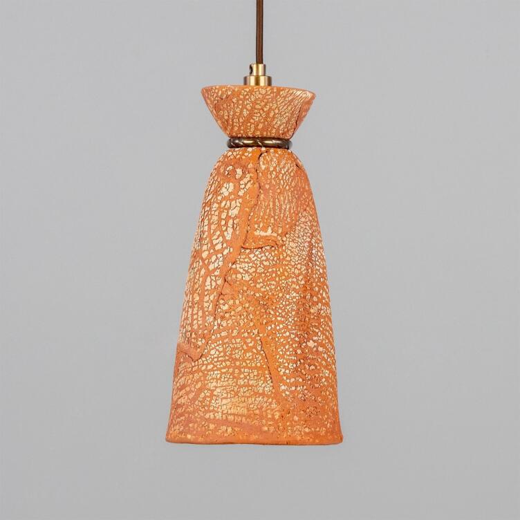 Parva Ceramic Bathroom Pendant Light 5.5", Red Iron IP44, Antique Brass