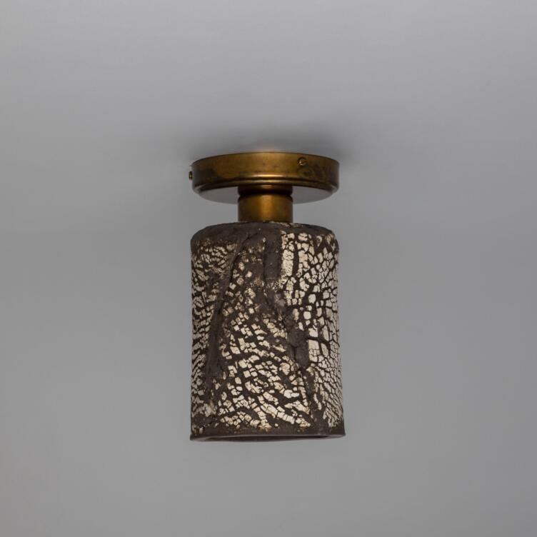 Senna Organic Ceramic Cylinder Ceiling Light, Black Clay 9" IP20