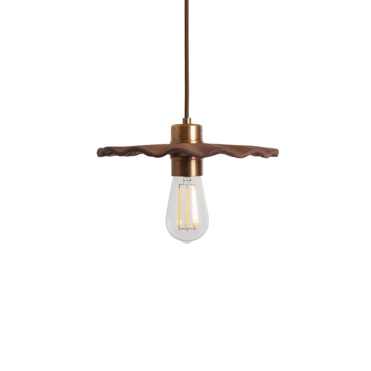 Kapok Organic Ceramic Pendant Light 27cm, Red Iron