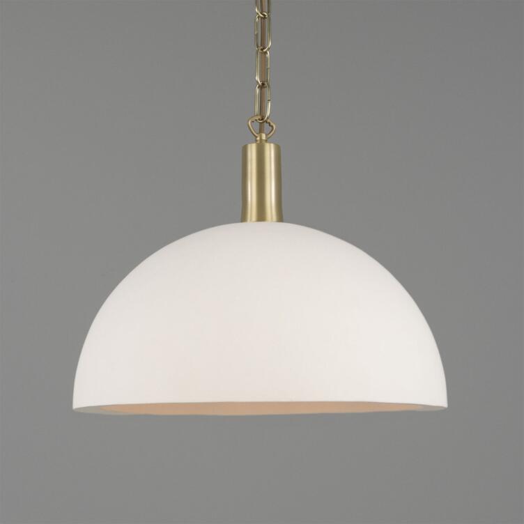 Kauri Rounded Dome Pendant Light, Matte White, 14.5" IP20