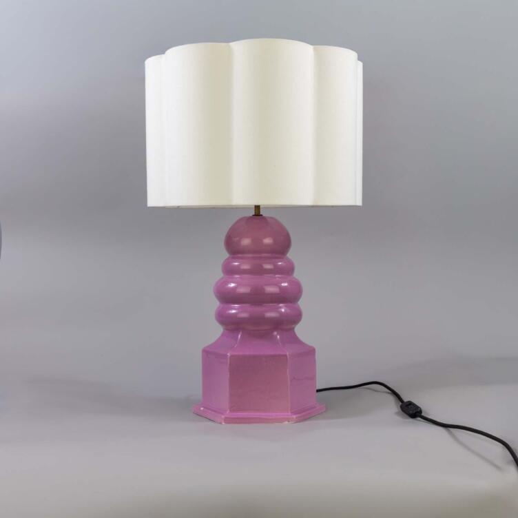 Safi Small Carnation Pink Ceramic Table Lamp with Fabric Shade 30" IP20