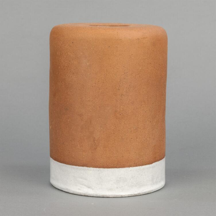 Rhus Ceramic Lamp Shade, Terracotta and White Glaze 12cm